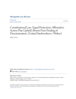 Constitutional Law: Equal Protection: Affirmative Action Plan Upheld