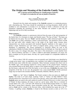 The Origin and Meaning of the Enderlin Family Name