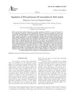 Regulation of RNA polymerase III transcription by Maf1 protein