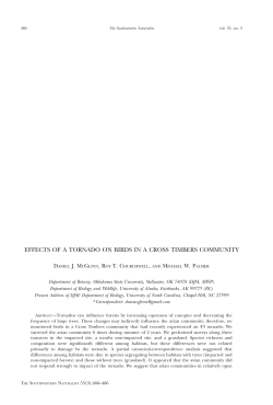 effects of a tornado on birds in a cross timbers