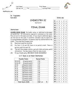 CHEMISTRY 2C FINAL EXAM