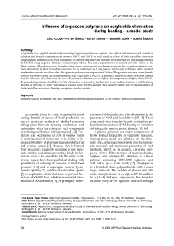 Influence of D-glucose polymers on acrylamide elimination during