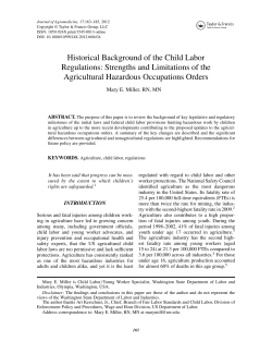 Historical Background of the Child Labor Regulations: Strengths