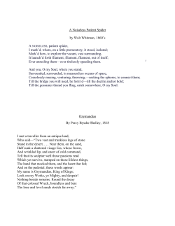 A Noiseless Patient Spider by Walt Whitman, 1860`s A NOISELESS