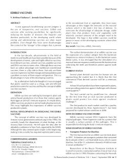 edible vaccines - Sri Ramachandra University
