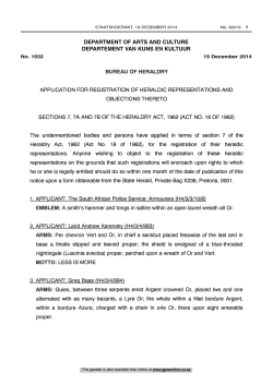 Heraldry Act: Application for registration of Heraldic representations