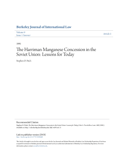 The Harriman Manganese Concession in the Soviet Union: Lessons