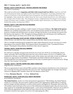 MICL &ldquo;C&rdquo; Session, April 4 &ndash; April 8, 2016 Monday