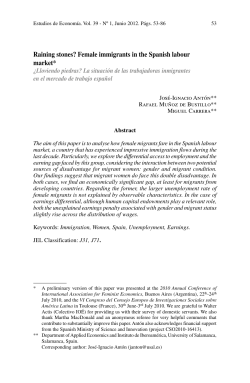 Raining stones? Female immigrants in the Spanish labour market*