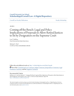 Coming off the Bench: Legal and Policy Implications of Proposals to