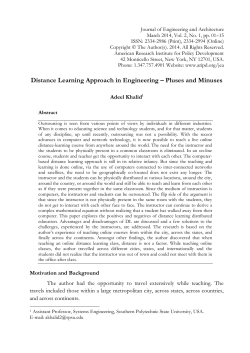 Distance Learning Approach in Engineering &ndash; Pluses and Minuses