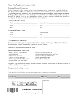 Admission Information - George Washington University Hospital
