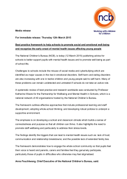 Media release For immediate release: Thursday 12th March 2015