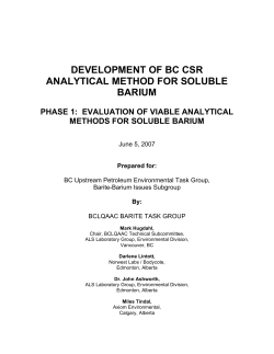 Phase 1: Evaluation of Viable Analytical Methods for Soluble Barium