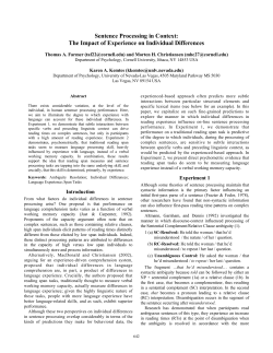 Sentence Processing in Context: The Impact of