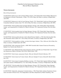Checklist for the Instrument Collection of the Harvard Music