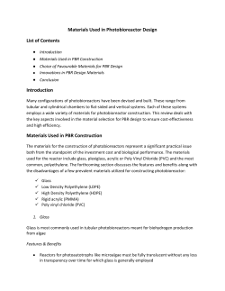 Materials Used in Photobioreactor Design