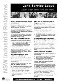 Long Service Leave - NSW Industrial Relations
