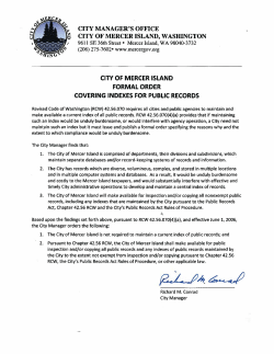 Indexes for Public Records Formal Order