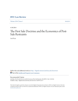 The First Sale Doctrine and the Economics of Post