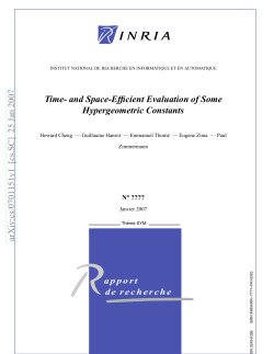 Time-and Space-Efficient Evaluation of Some Hypergeometric