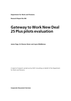 Gateway to Work New Deal 25 Plus pilots evaluation