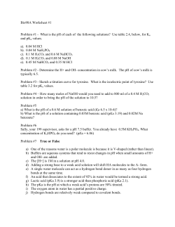 Bio98A Worksheet #1 Problem #1 - What is the pH of each of the
