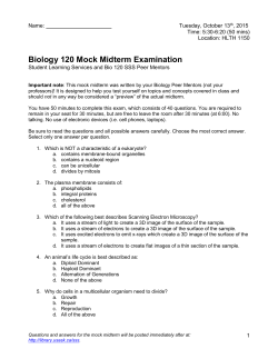 Biology 120 Mock Midterm Examination