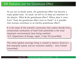 EM Radiation and the Greenhouse Effect
