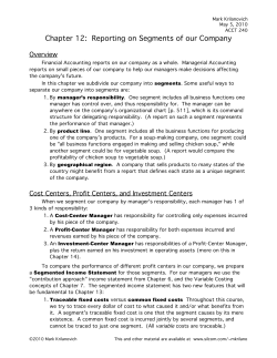 Chapter 12: Reporting on Segments of our Company