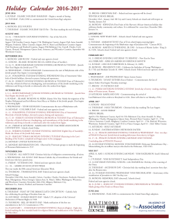 Holiday Calendar 2016-2017