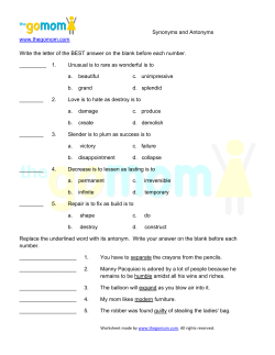Synonyms and Antonyms