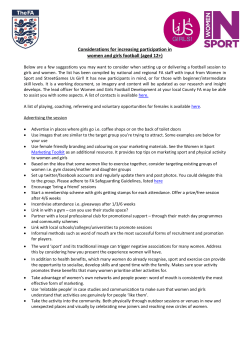Considerations for increasing participation in women and girls football