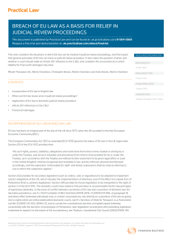 Breach of EU Law as a Basis for Relief in Judicial Review Proceedings