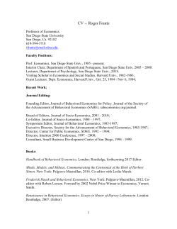 CV () - Dr.Roger Frantz-Department of Economics at SDSU