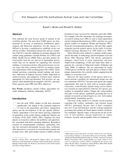 Fish Research and the Institutional Animal Care and Use Committee