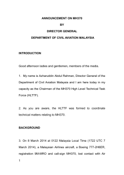 Statement for Press Conference declaring MH370 as missing