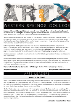 Arts Newsletter No. 6 - Western Springs College