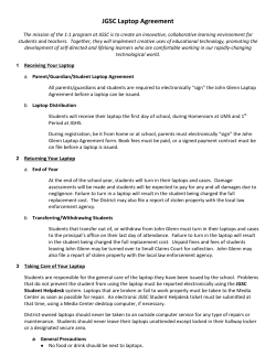 JGSC Laptop Agreement - John Glenn School Corporation
