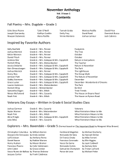 November Anthology Contents Inspired by Favorite Authors