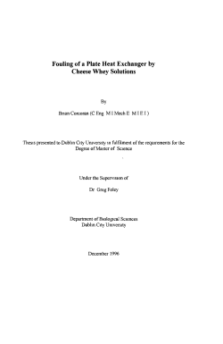 Fouling of a Plate Heat Exchanger by Cheese - DORAS