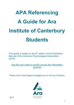 APA Referencing A Guide for Ara Institute of