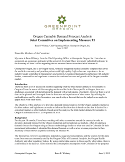 Oregon Cannabis Demand Forecast Analysis Joint Committee on