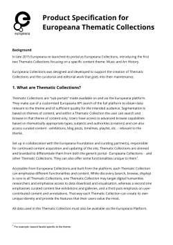 Product Specification for Europeana Thematic Collections