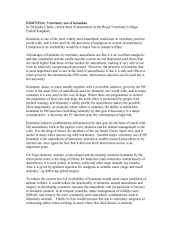 Essential veterinary use of ketamine