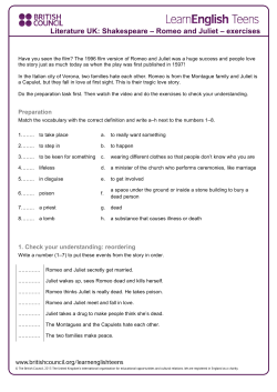 Romeo and Juliet &ndash; exercises