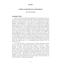 china as regional hegemon? - Asia-Pacific Center for Security Studies