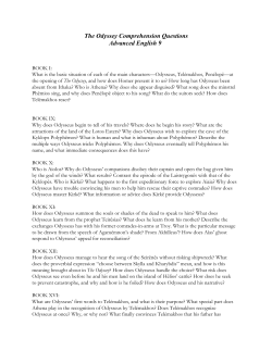 The Odyssey Comprehension Questions Advanced English 9