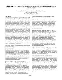 SURFACE INSULATION RESISTANCE TESTING OF SOLDERING