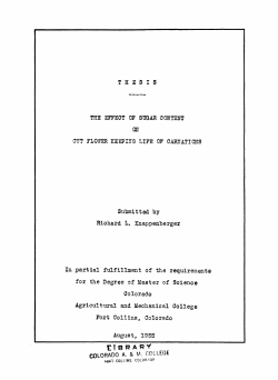 THESIS CUT FLOWER KEEPING LIFE OF CARNATIONS